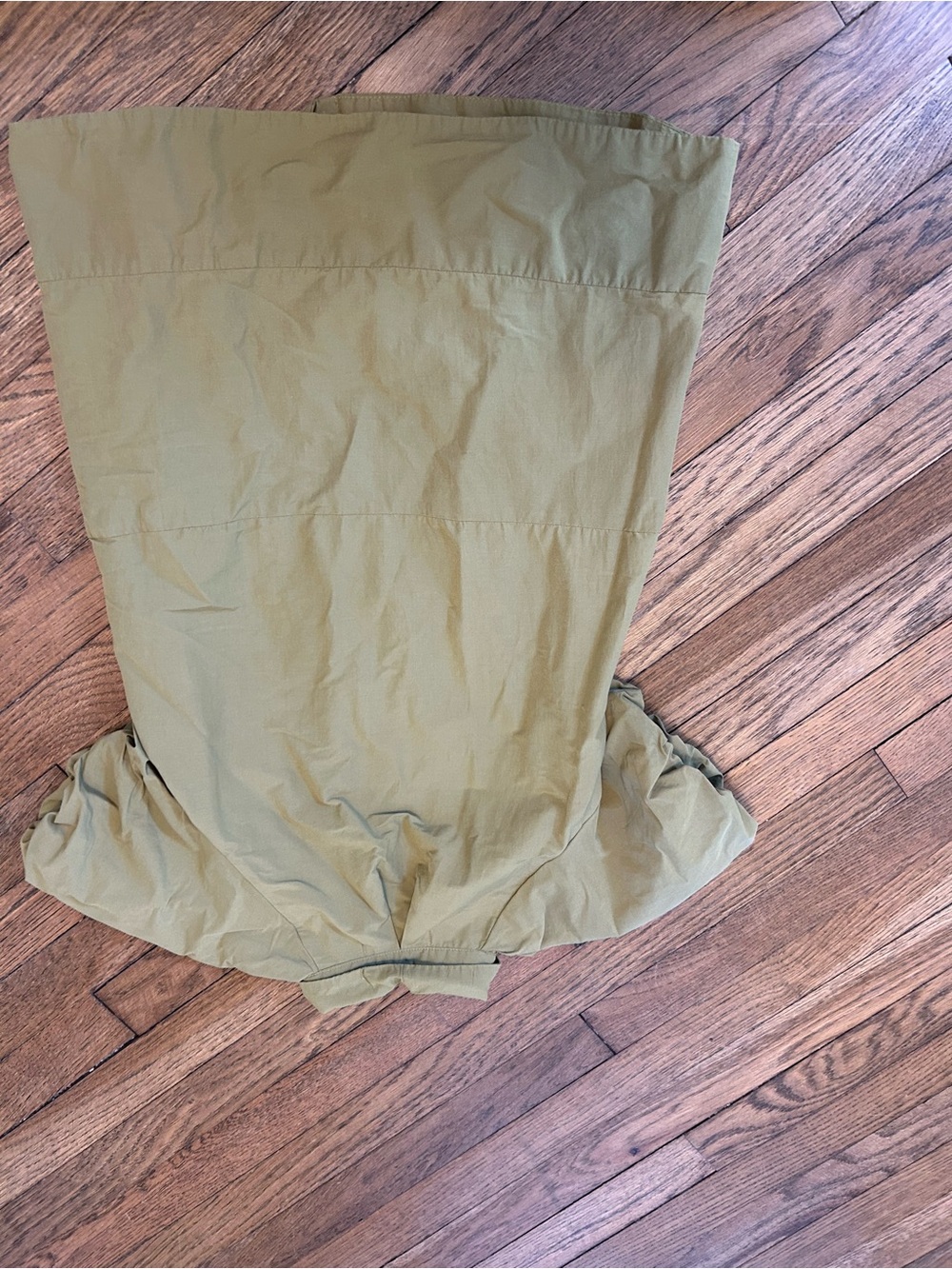 Zara Olive Green Ruffled-Hem Casual Dress